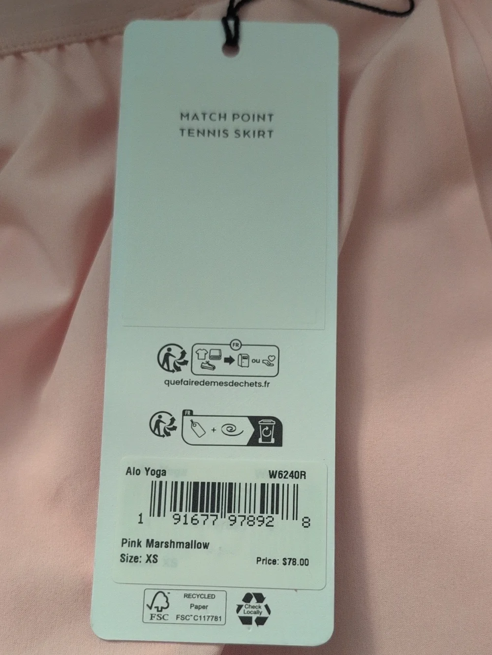 Alo Yoga Pink Marshmallow New Release Match Point Skirt Same Day Shipping